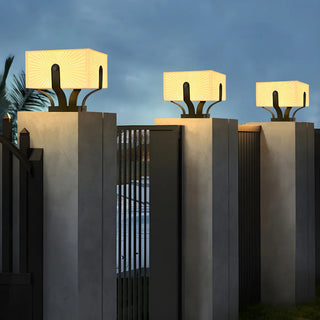 Creative White Square Metal Solar Outdoor Post Lamp Zawala Image - 7