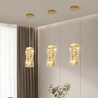 ZOWALA - Modern Stacked Crystal Square Gold Pendant Light Image - 1