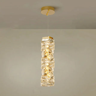 ZOWALA - Modern Stacked Crystal Square Gold Pendant Light Image - 11