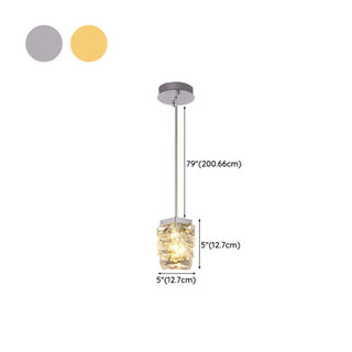 ZOWALA - Modern Stacked Crystal Square Gold Pendant Light #size