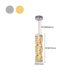 ZOWALA - Modern Stacked Crystal Square Gold Pendant Light Image - 14