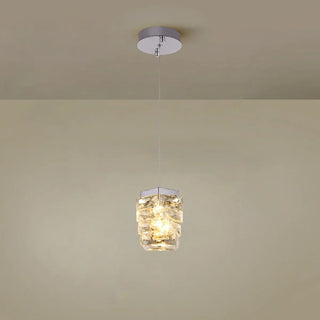 ZOWALA - Modern Stacked Crystal Square Gold Pendant Light Image - 5