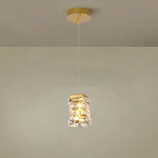 ZOWALA - Modern Stacked Crystal Square Gold Pendant Light Image - 6