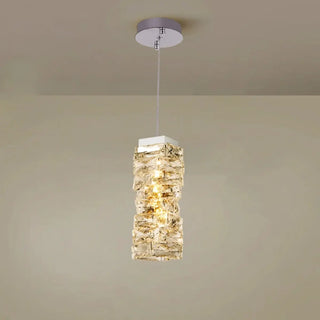 ZOWALA - Modern Stacked Crystal Square Gold Pendant Light Image - 8