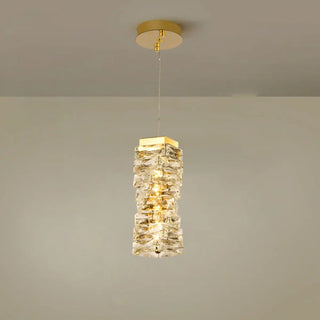 ZOWALA - Modern Stacked Crystal Square Gold Pendant Light Image - 9
