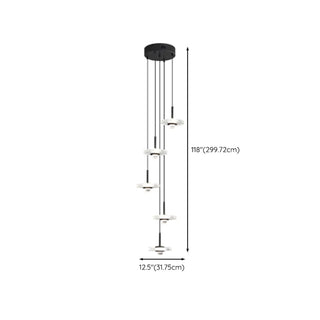 ZOWALA - Modern Staircase Clear Acrylic Spiral LED Pendant Light #size