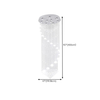 ZOWALA - Modern Spiral Crystal Chandelier Pendant Light Stairwell Image - 17