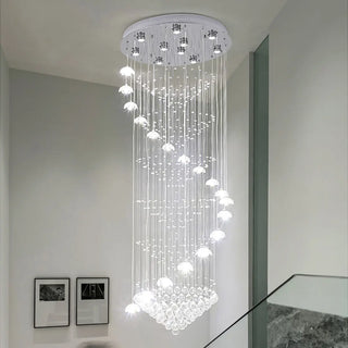 ZOWALA - Modern Spiral Crystal Chandelier Pendant Light Stairwell Image - 3