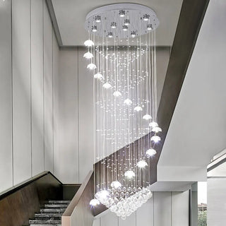ZOWALA - Modern Spiral Crystal Chandelier Pendant Light Stairwell Image - 4