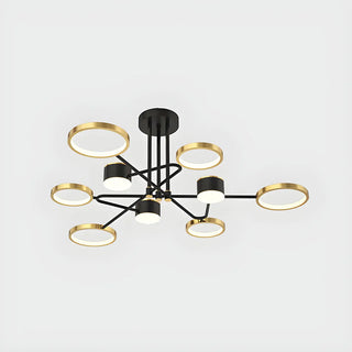 ZOWALA - Creative Circle Starry Bedroom Large Gold-Black Chandelier Image - 16
