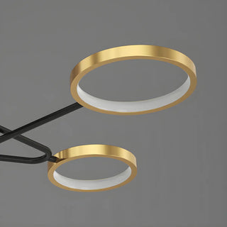 ZOWALA - Creative Circle Starry Bedroom Large Gold-Black Chandelier Image - 17