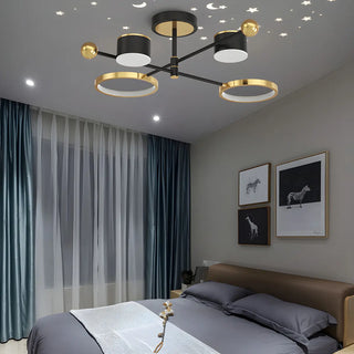 ZOWALA - Creative Circle Starry Bedroom Large Gold-Black Chandelier Image - 4