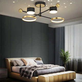ZOWALA - Creative Circle Starry Bedroom Large Gold-Black Chandelier Image - 5