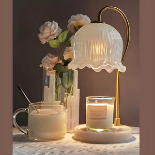 Elegant Floral Glass Shade Candle Melt Decor Table Lamp Zawala Image - 10