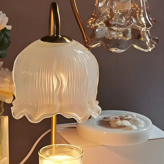 Elegant Floral Glass Shade Candle Melt Decor Table Lamp Zawala Image - 11