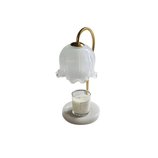 Elegant Floral Glass Shade Candle Melt Decor Table Lamp Zawala Image - 14