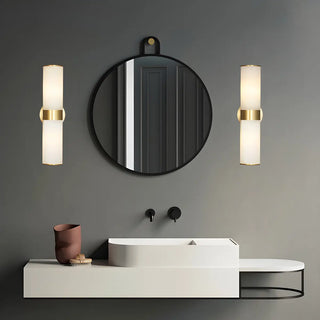 ZOWALA - Modern Stone Cylinder Brass Vanity Light Image - 1