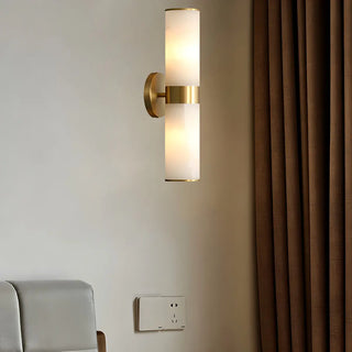 ZOWALA - Modern Stone Cylinder Brass Vanity Light Image - 3