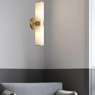 ZOWALA - Modern Stone Cylinder Brass Vanity Light Image - 4