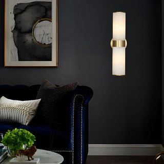 ZOWALA - Modern Stone Cylinder Brass Vanity Light Image - 5