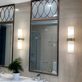 ZOWALA - Modern Stone Cylinder Brass Vanity Light Image - 6