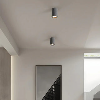 Entrance Simple Grey Stone Cylinder Flush Mount Light Zawala Image - 1