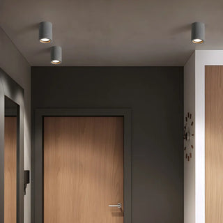 Entrance Simple Grey Stone Cylinder Flush Mount Light Zawala Image - 2