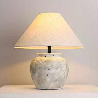 Elegant White Cone Fabric Shade Jar Bedside Table Lamp Zawala Image - 1
