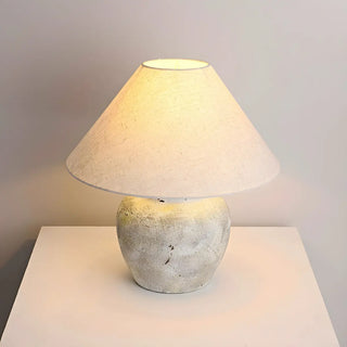 Elegant White Cone Fabric Shade Jar Bedside Table Lamp Zawala Image - 2