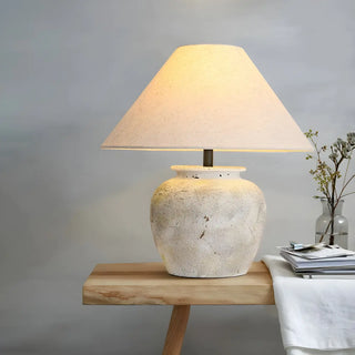 Elegant White Cone Fabric Shade Jar Bedside Table Lamp Zawala Image - 3