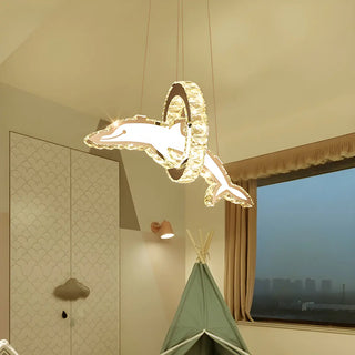 ZOWALA - Crystal Dolphin and Ring Chandelier Light Image - 1