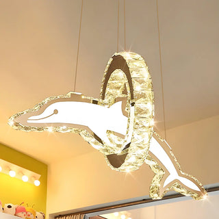ZOWALA - Crystal Dolphin and Ring Chandelier Light Image - 2