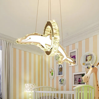 ZOWALA - Crystal Dolphin and Ring Chandelier Light Image - 3