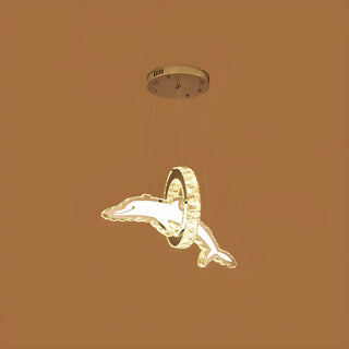 ZOWALA - Crystal Dolphin and Ring Chandelier Light Image - 4