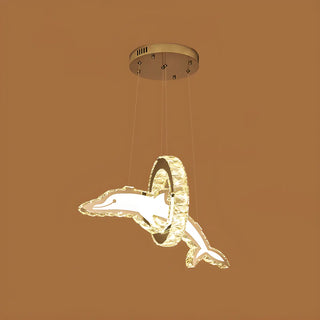 ZOWALA - Crystal Dolphin and Ring Chandelier Light Image - 5
