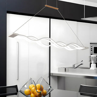 Linear Wave LED Acrylic White Large Island Chandelier Image - 1
