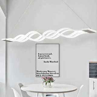 Linear Wave LED Acrylic White Large Island Chandelier Image - 2