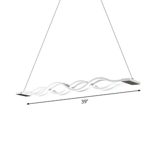 Linear Wave LED Acrylic White Large Island Chandelier #size