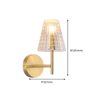 Modish Tapered Glass Shade Gold Metal Wall Sconce Zawala #size