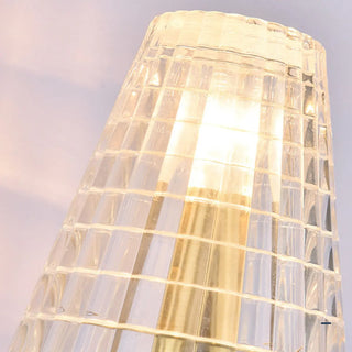 Modish Tapered Glass Shade Gold Metal Wall Sconce Zawala Image - 7