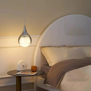 ZOWALA - Modern Bedroom White Glass Teardrop Chrome Pendant Light Image - 1