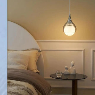 ZOWALA - Modern Bedroom White Glass Teardrop Chrome Pendant Light Image - 10
