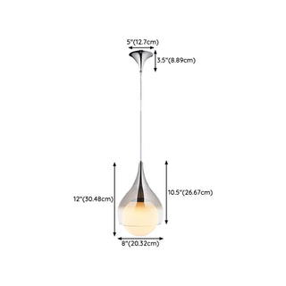 ZOWALA - Modern Bedroom White Glass Teardrop Chrome Pendant Light #size