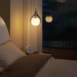 ZOWALA - Modern Bedroom White Glass Teardrop Chrome Pendant Light Image - 2