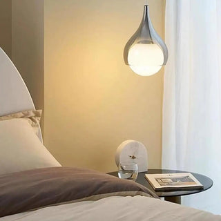 ZOWALA - Modern Bedroom White Glass Teardrop Chrome Pendant Light Image - 3