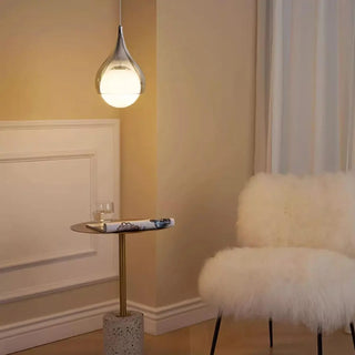 ZOWALA - Modern Bedroom White Glass Teardrop Chrome Pendant Light Image - 4