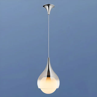 ZOWALA - Modern Bedroom White Glass Teardrop Chrome Pendant Light Image - 5