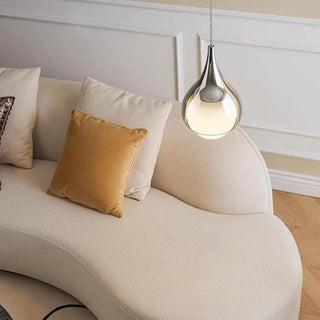 ZOWALA - Modern Bedroom White Glass Teardrop Chrome Pendant Light Image - 9