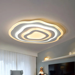 Ultra Thin White Ripple LED Flush Mount Ceiling Light Zawala Image - 2