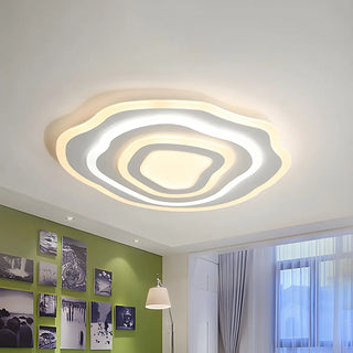 Ultra Thin White Ripple LED Flush Mount Ceiling Light Zawala Image - 4